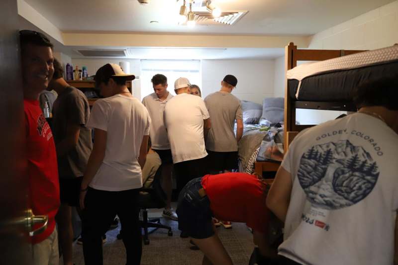 a group of people in a room