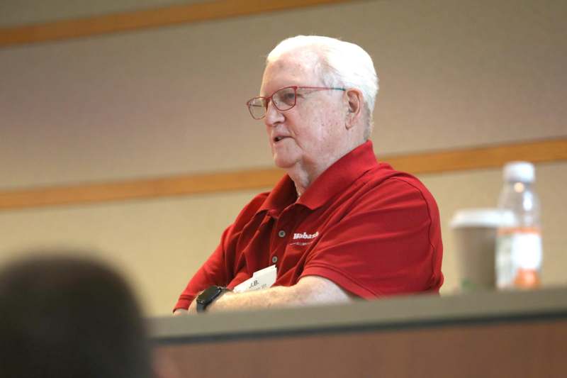 a man in red shirt