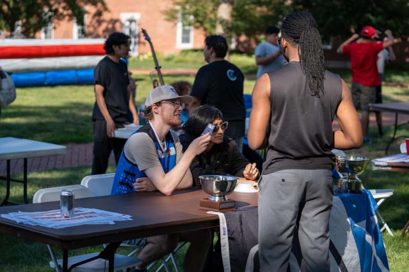 a group of people at a table