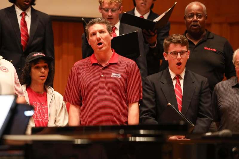 a group of people singing