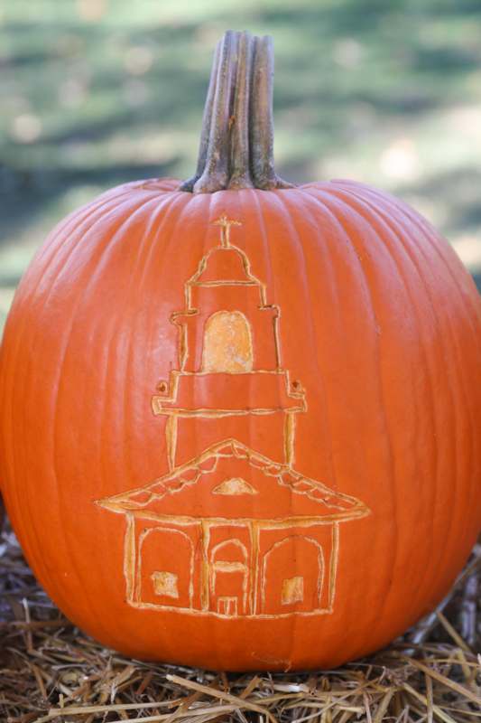 a pumpkin with a drawing on it