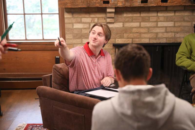 a man pointing at something