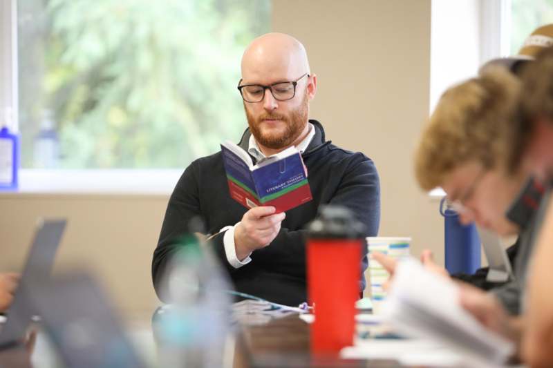 a man reading a book