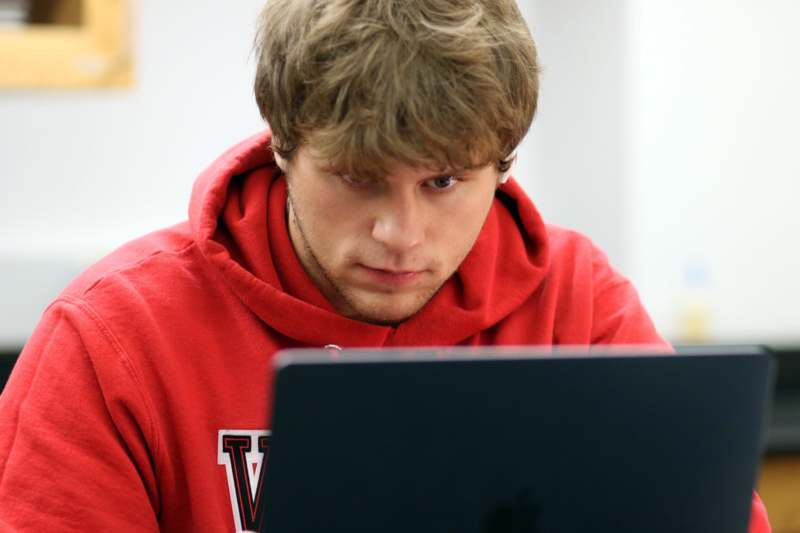 a man looking at a laptop