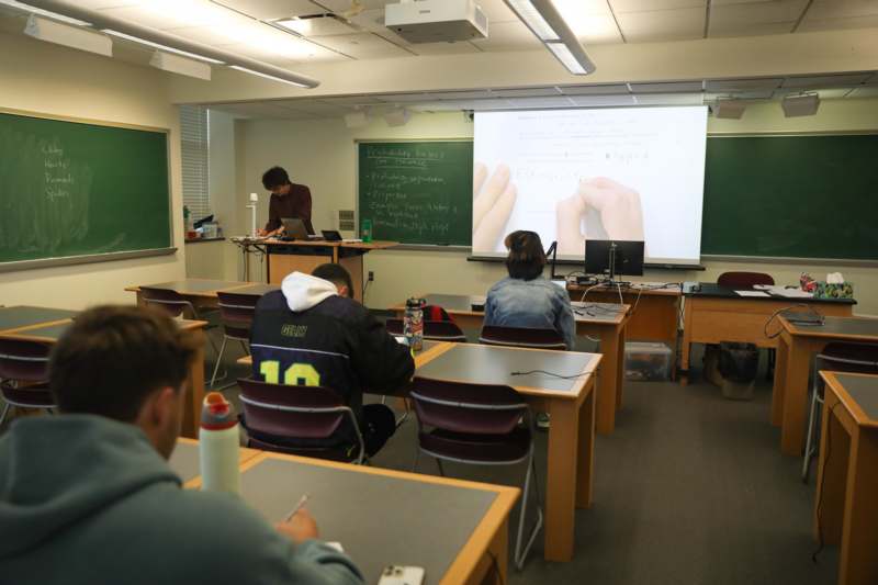 a group of people in a classroom