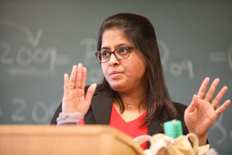 a woman in a classroom