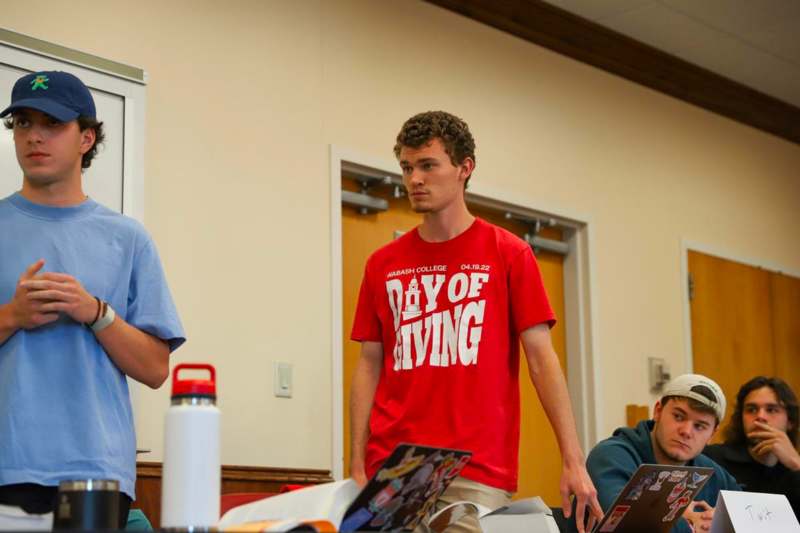 a group of people in a room