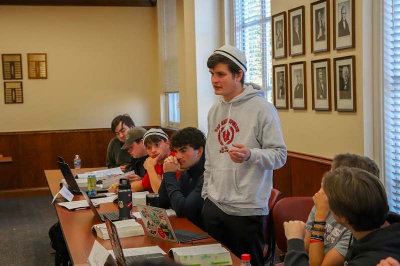 a group of people in a room