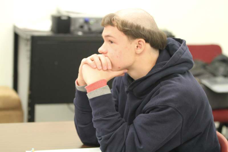 a man with his hands on his chin