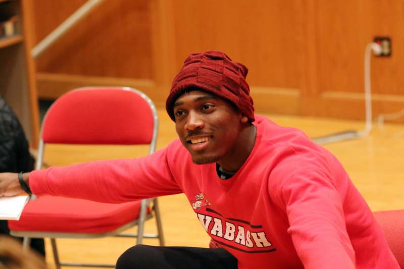 a man in a red shirt