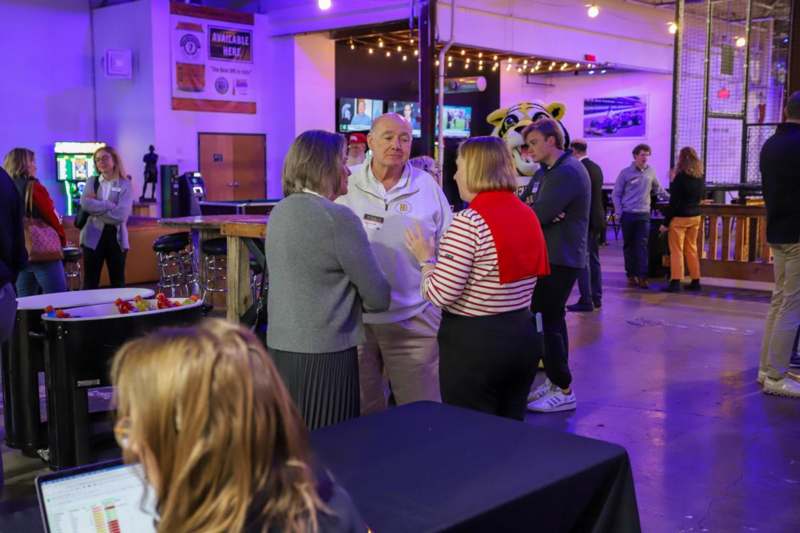 a group of people in a room