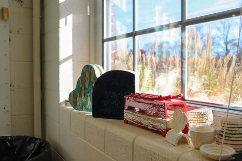 a window sill with objects on it