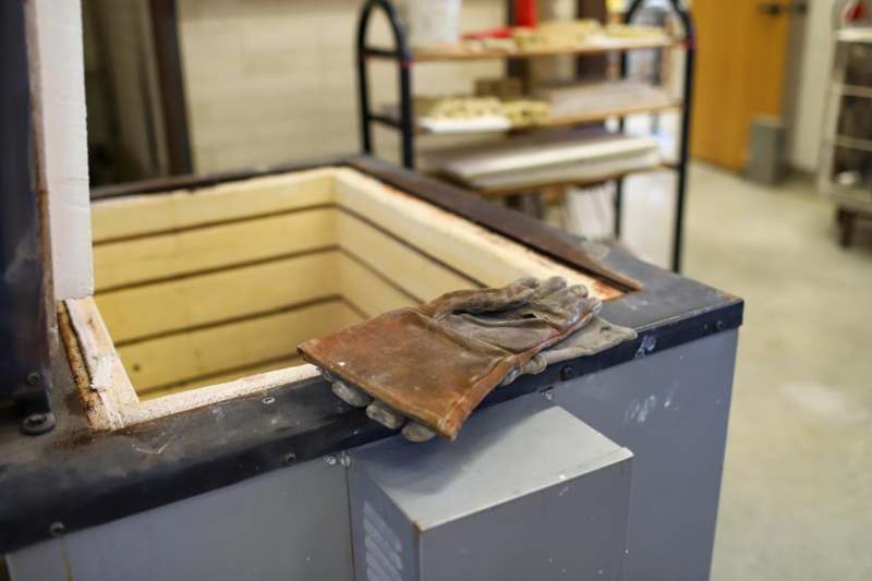 a glove on a metal surface