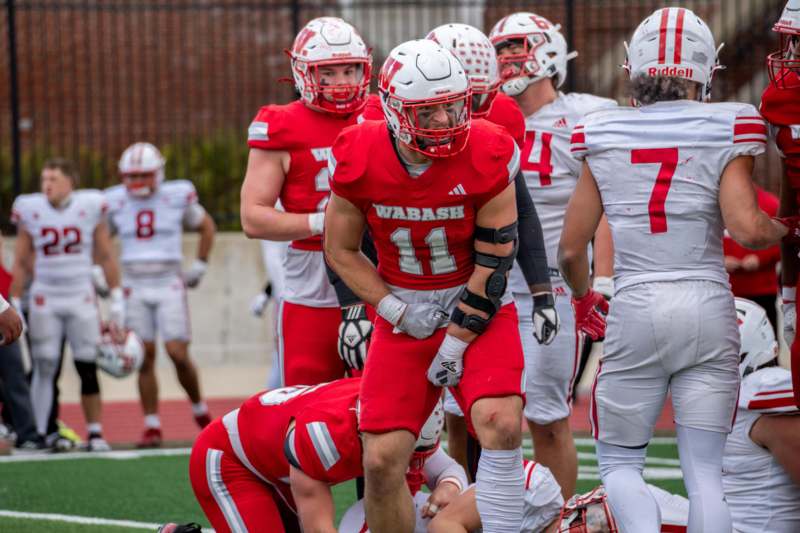 a football player in red uniform