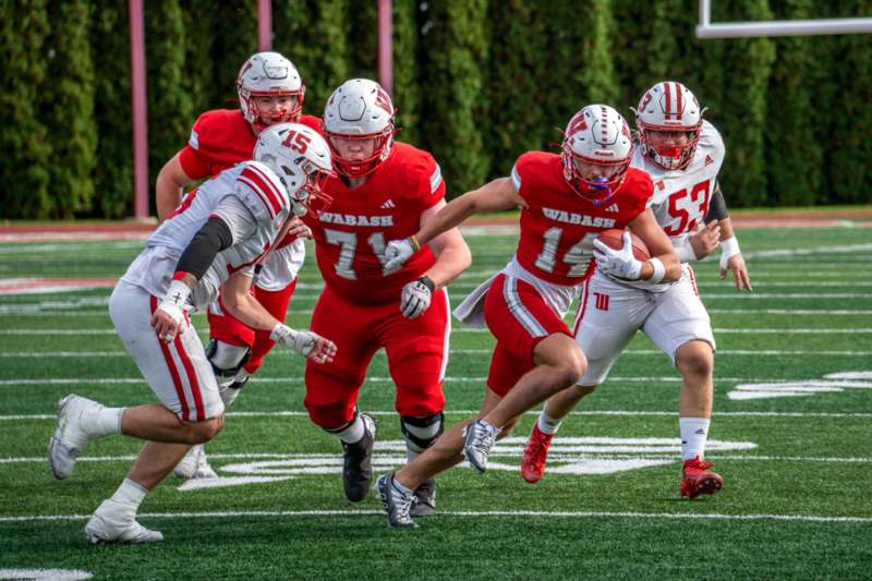 a group of football players on a field