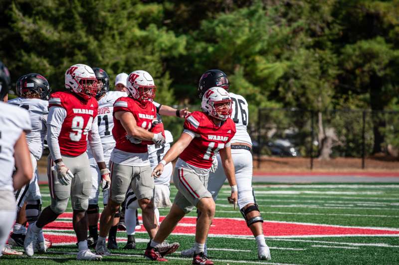 a group of football players on a field