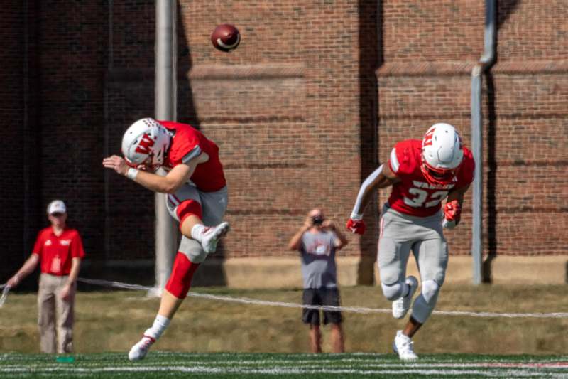 a football players in the air