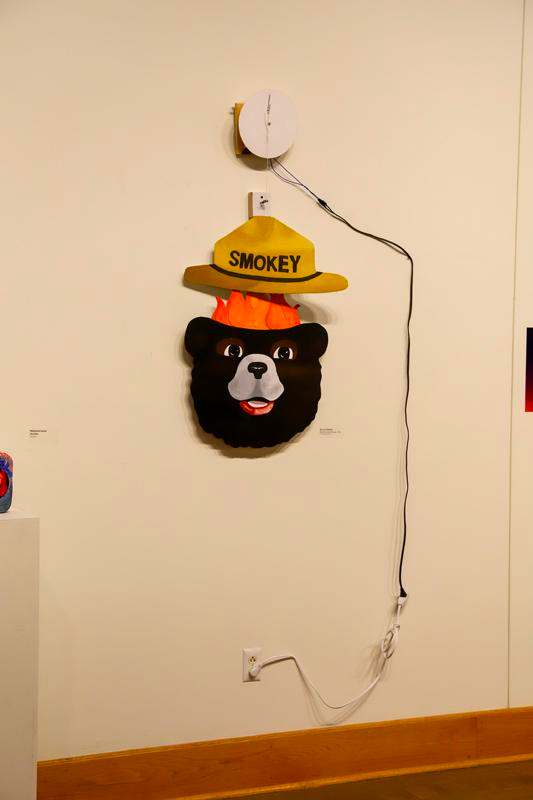 a bear head with a hat on it