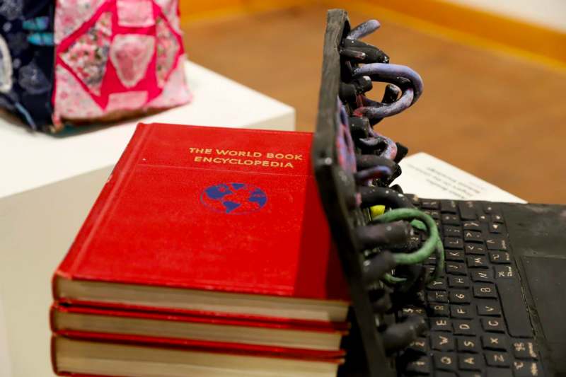 a book on a keyboard