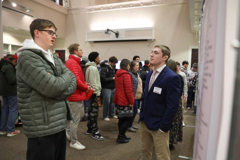 a group of people in a room