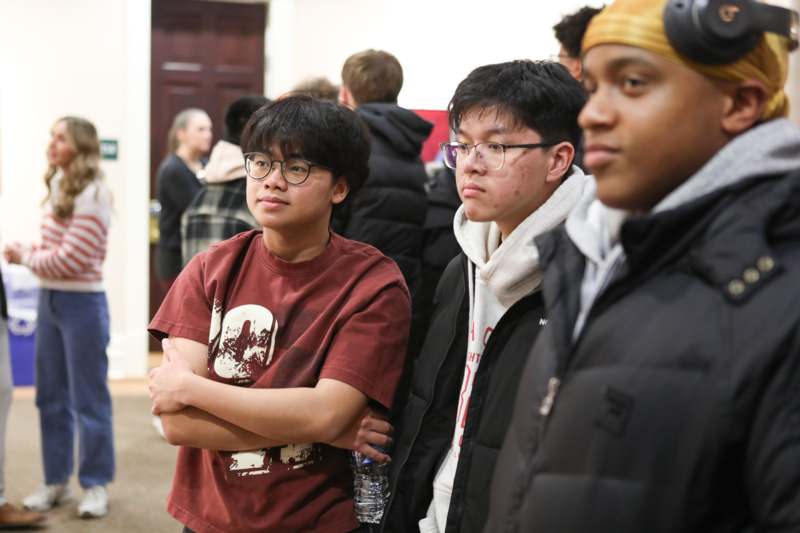 a group of people standing together