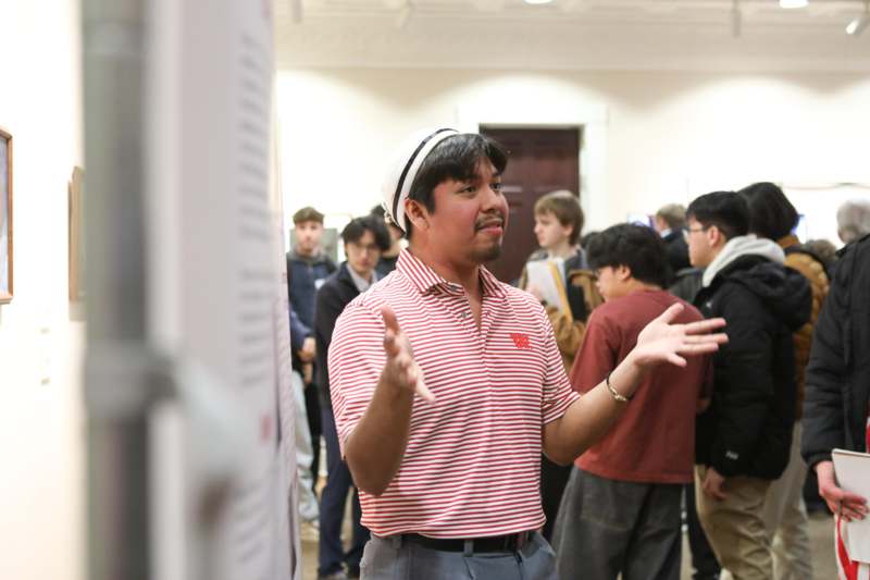 a man in a striped shirt