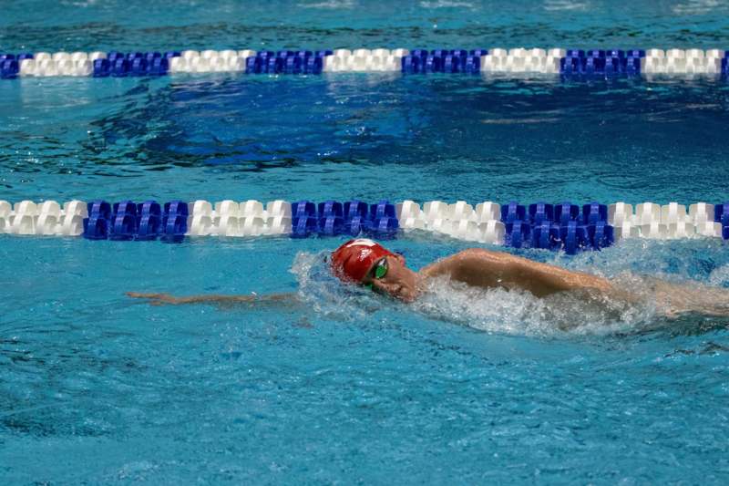 a man swimming in a pool