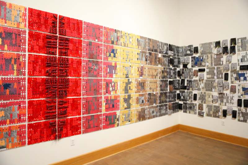 a wall with many pieces of plastic