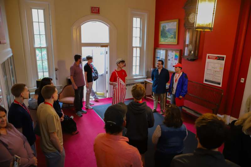 a group of people in a room