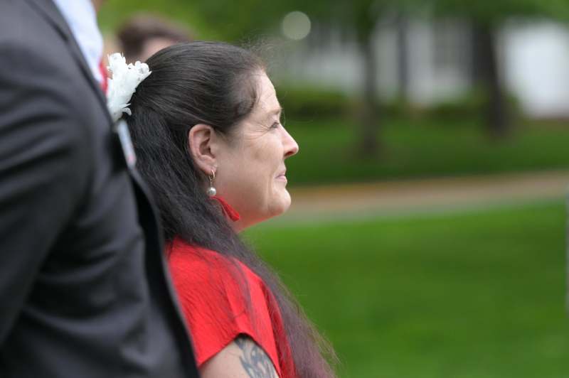 a woman in a red dress