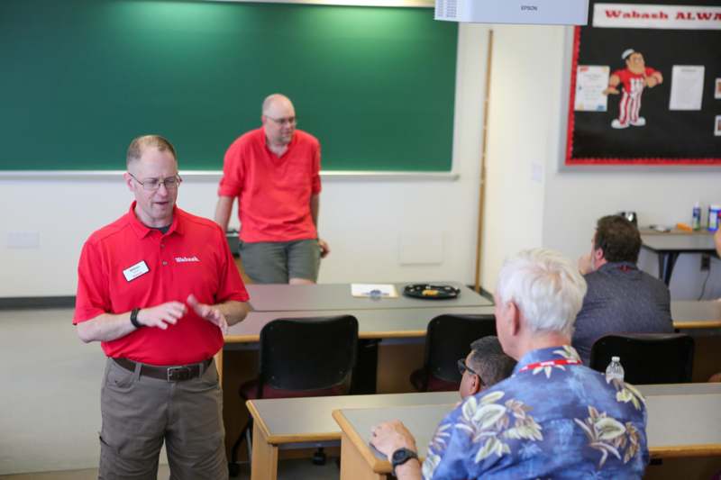 a group of people in a classroom