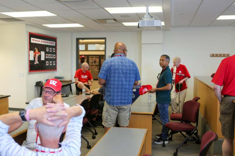 a group of people in a room