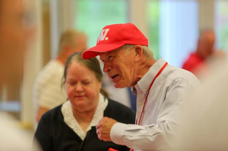 a man in a red hat