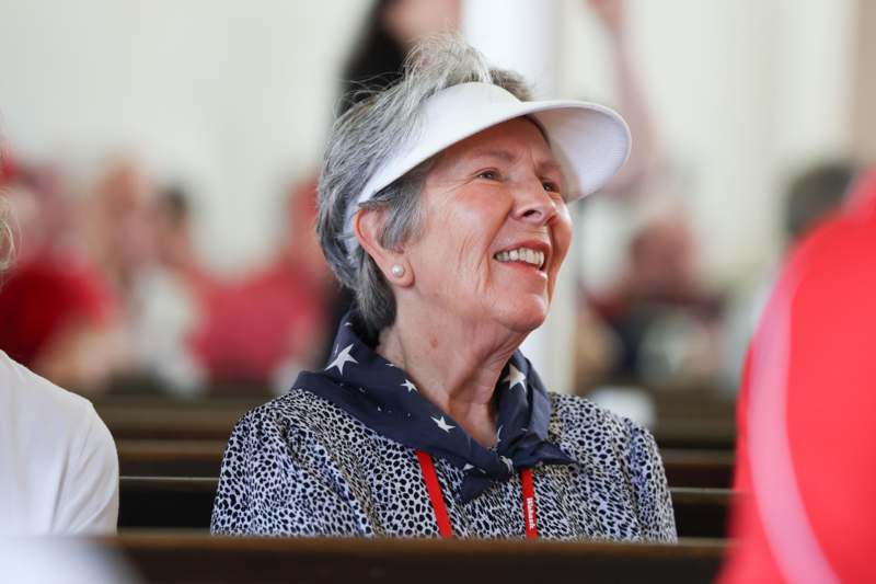 a woman wearing a visor