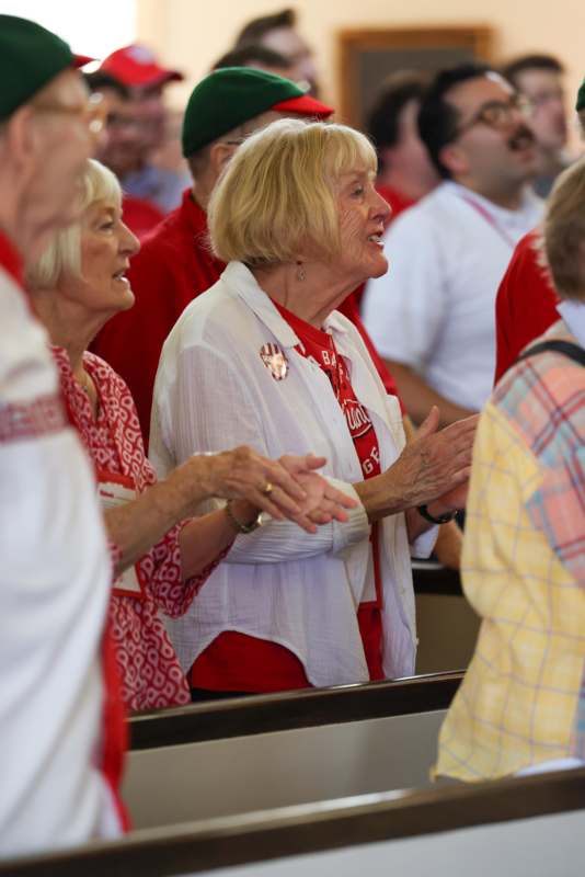 a group of people clapping