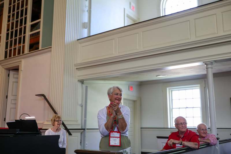 a group of people in a room