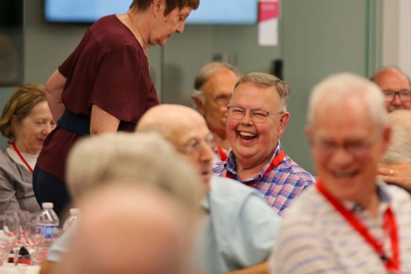 a group of people laughing