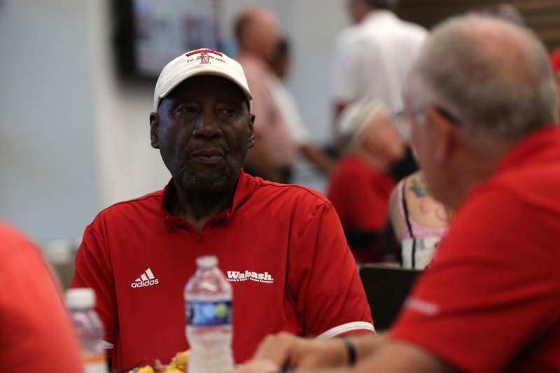 a man in a red shirt
