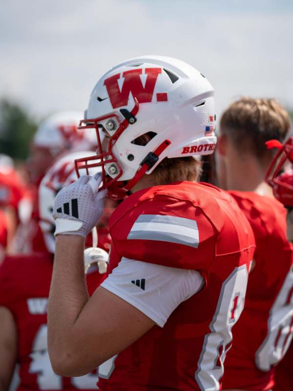 a football player wearing a helmet