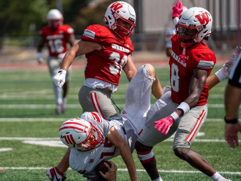 a group of football players on a field