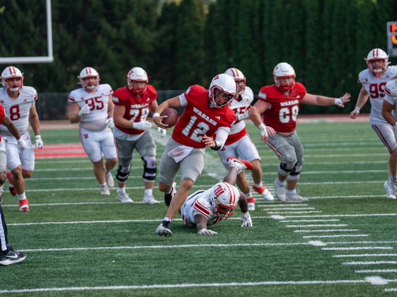 a football player running with the ball