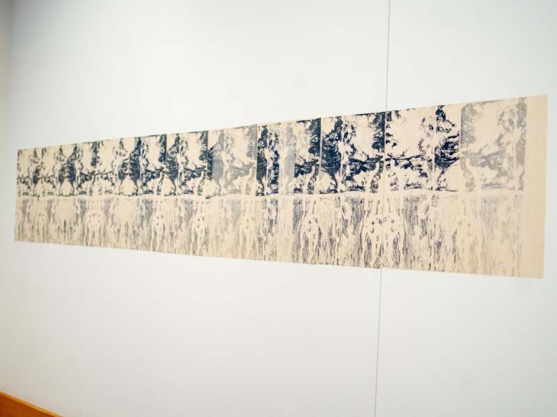 a line of black and white art