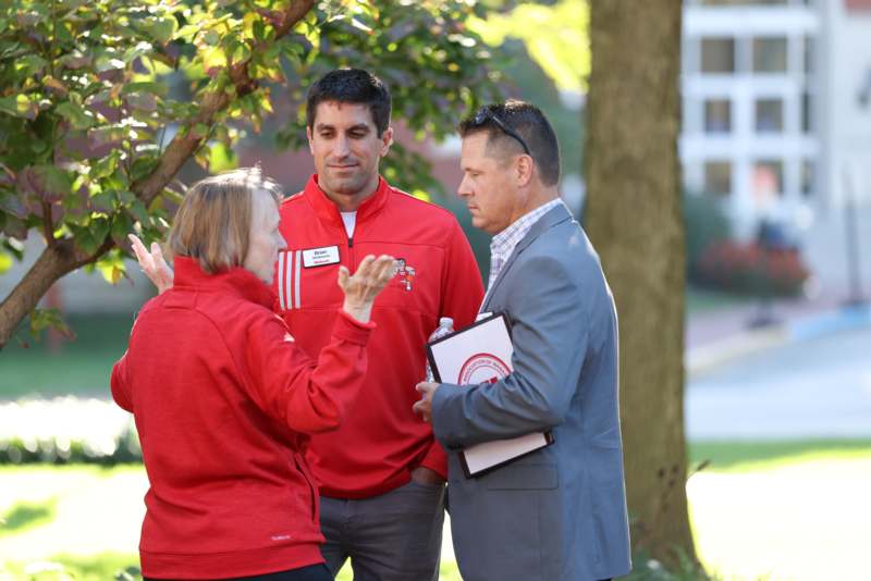 a group of people standing outside