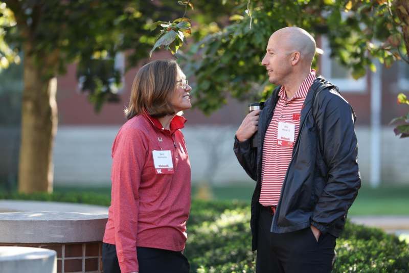 a man and woman talking