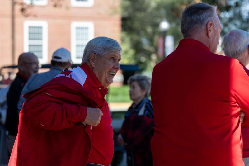 a man in red jacket