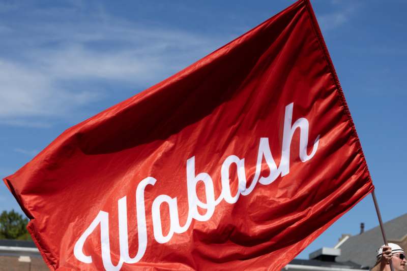 a red flag with white text