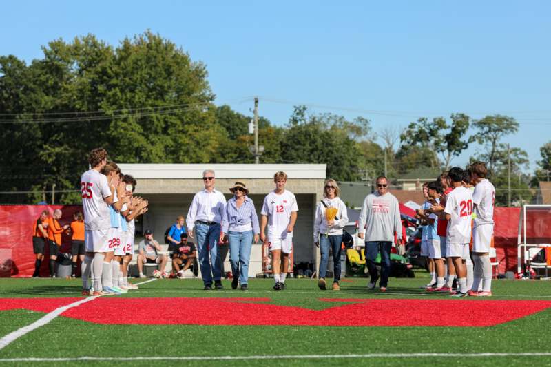 a group of people on a field