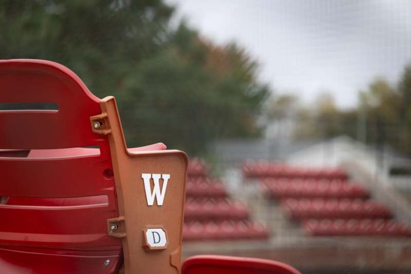 a close up of a stadium seat