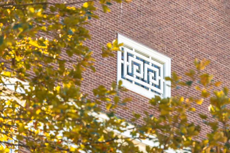 a window on a brick building
