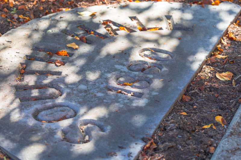 a stone with writing on it